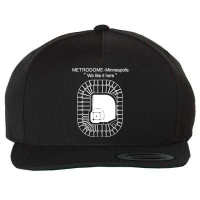Metrodome Minneapolis We Like It Here Wool Snapback Cap