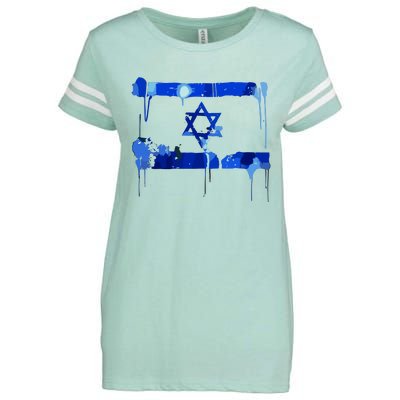 Marina Medvin Wearing Distressed Israeli Flag.Png Enza Ladies Jersey Football T-Shirt