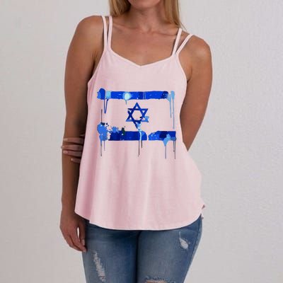 Marina Medvin Wearing Distressed Israeli Flag.Png Women's Strappy Tank