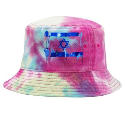 Marina Medvin Wearing Distressed Israeli Flag.Png Tie-Dyed Bucket Hat