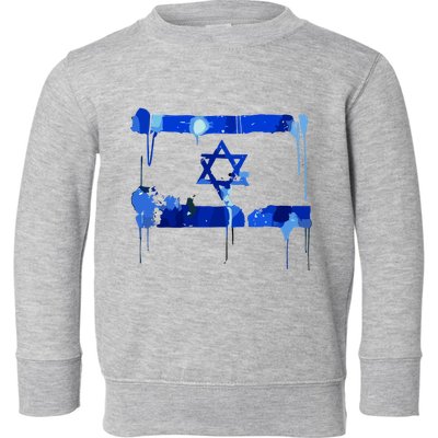 Marina Medvin Wearing Distressed Israeli Flag.Png Toddler Sweatshirt