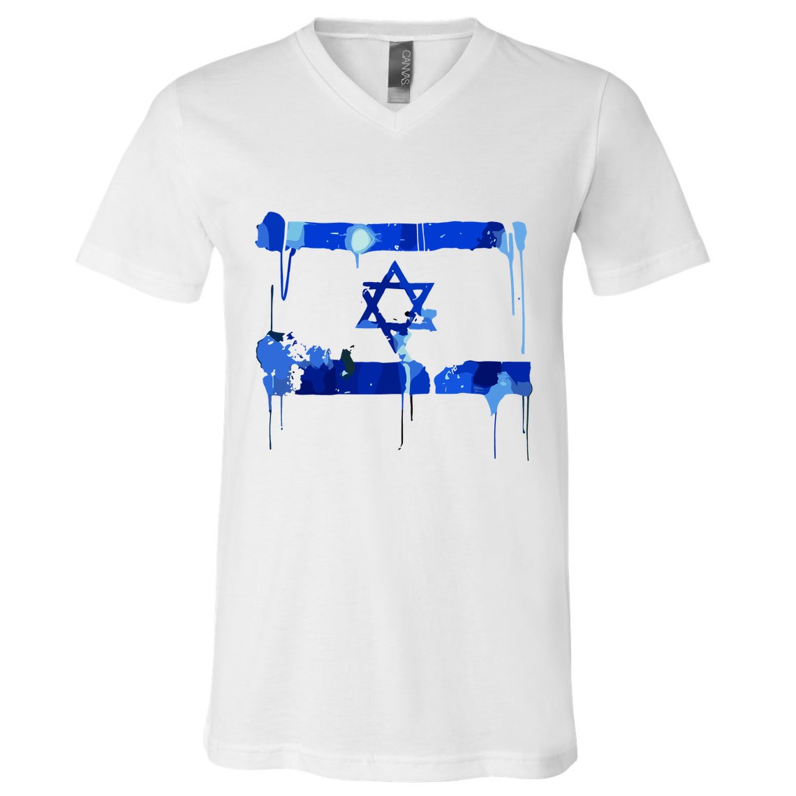 Marina Medvin Wearing Distressed Israeli Flag.Png V-Neck T-Shirt