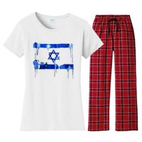 Marina Medvin Wearing Distressed Israeli Flag.Png Women's Flannel Pajama Set