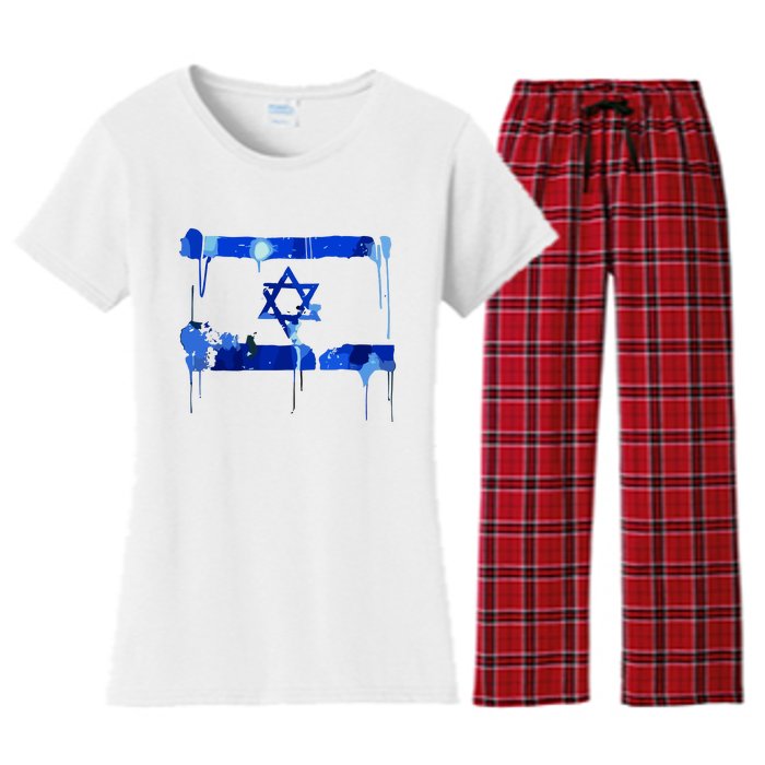 Marina Medvin Wearing Distressed Israeli Flag.Png Women's Flannel Pajama Set