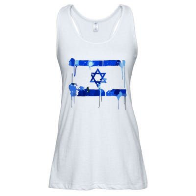 Marina Medvin Wearing Distressed Israeli Flag.Png Ladies Essential Flowy Tank