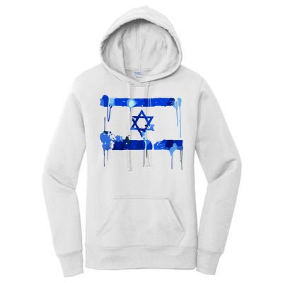 Marina Medvin Wearing Distressed Israeli Flag.Png Women's Pullover Hoodie