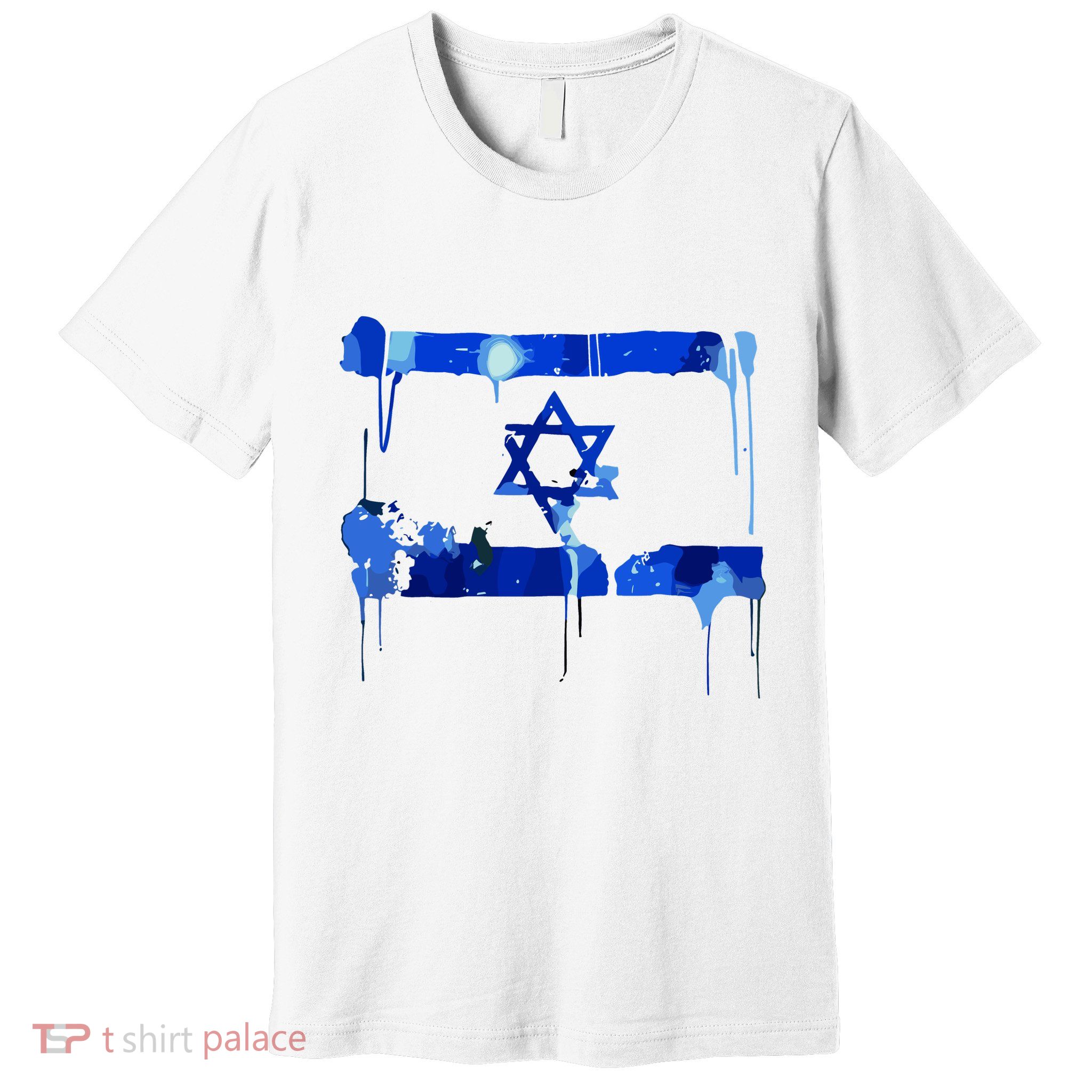 Marina Medvin Wearing Distressed Israeli Flag.Png Premium T-Shirt