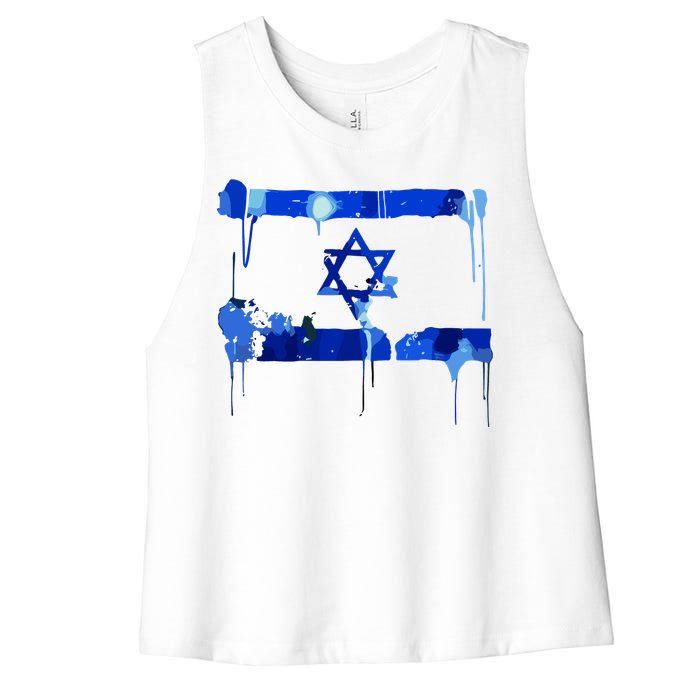 Marina Medvin Wearing Distressed Israeli Flag.Png Women's Racerback Cropped Tank