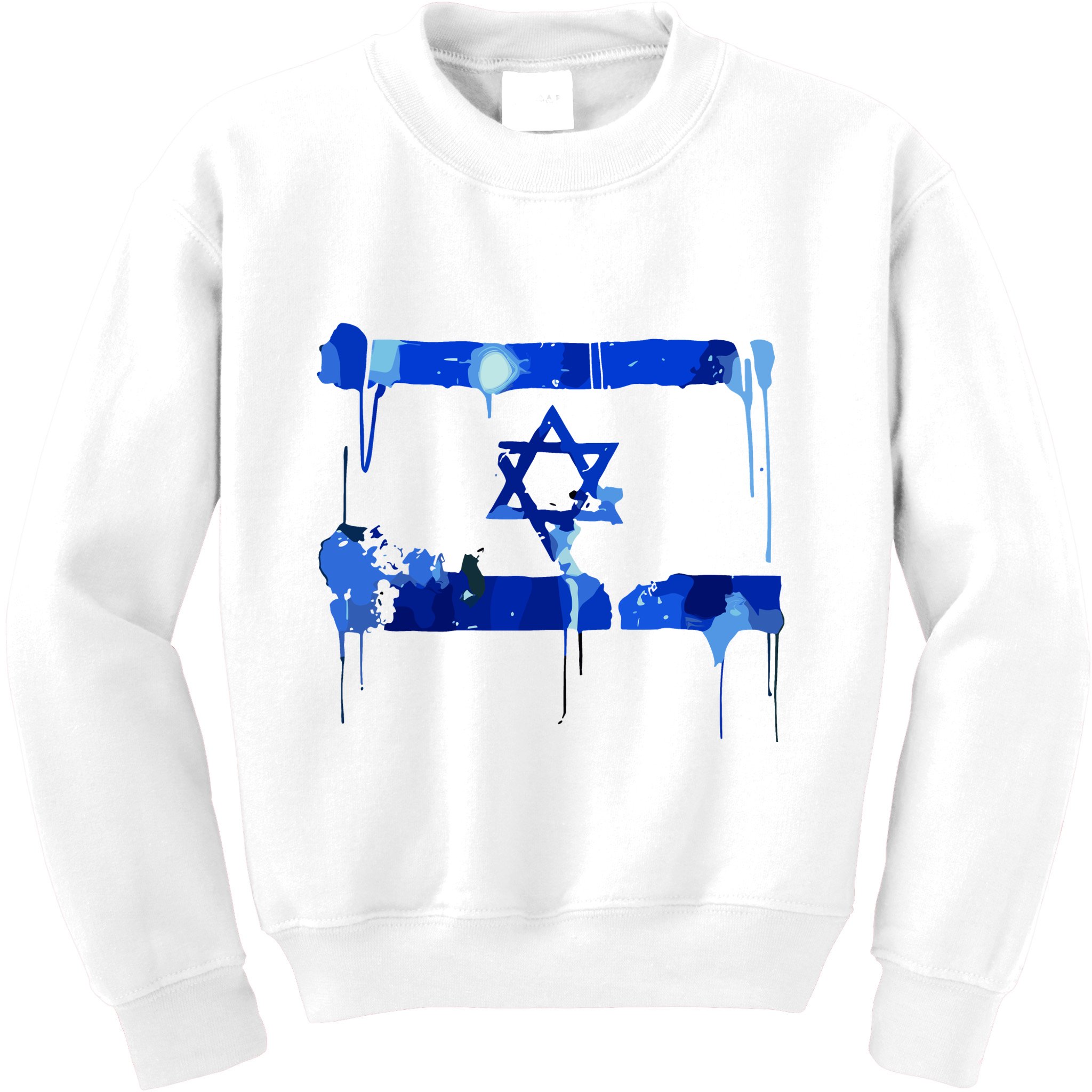 Marina Medvin Wearing Distressed Israeli Flag.Png Kids Sweatshirt