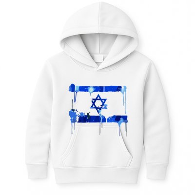 Marina Medvin Wearing Distressed Israeli Flag.Png Kids Hoodie