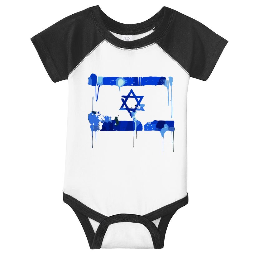 Marina Medvin Wearing Distressed Israeli Flag.Png Infant Baby Jersey Bodysuit