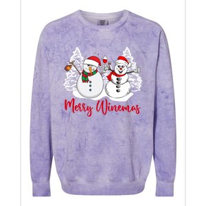 Mmyb Merry Winemas Snow Christmas Wine Lover Xmas Holiday Gift Colorblast Crewneck Sweatshirt