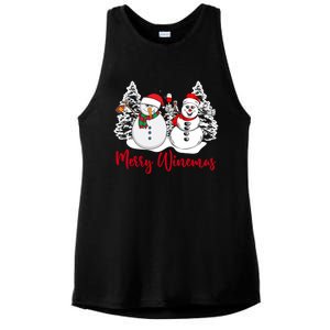 Mmyb Merry Winemas Snow Christmas Wine Lover Xmas Holiday Gift Ladies PosiCharge Tri-Blend Wicking Tank