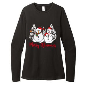 Mmyb Merry Winemas Snow Christmas Wine Lover Xmas Holiday Gift Womens CVC Long Sleeve Shirt