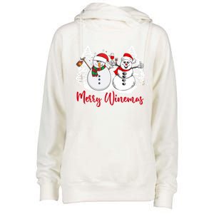 Mmyb Merry Winemas Snow Christmas Wine Lover Xmas Holiday Gift Womens Funnel Neck Pullover Hood