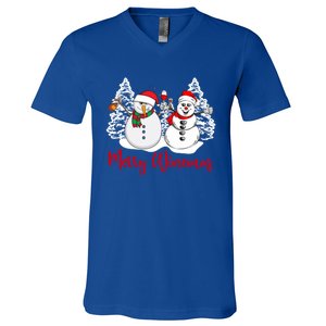 Mmyb Merry Winemas Snow Christmas Wine Lover Xmas Holiday Gift V-Neck T-Shirt