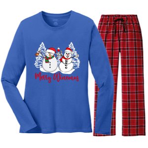 Mmyb Merry Winemas Snow Christmas Wine Lover Xmas Holiday Gift Women's Long Sleeve Flannel Pajama Set 