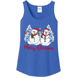 Mmyb Merry Winemas Snow Christmas Wine Lover Xmas Holiday Gift Ladies Essential Tank