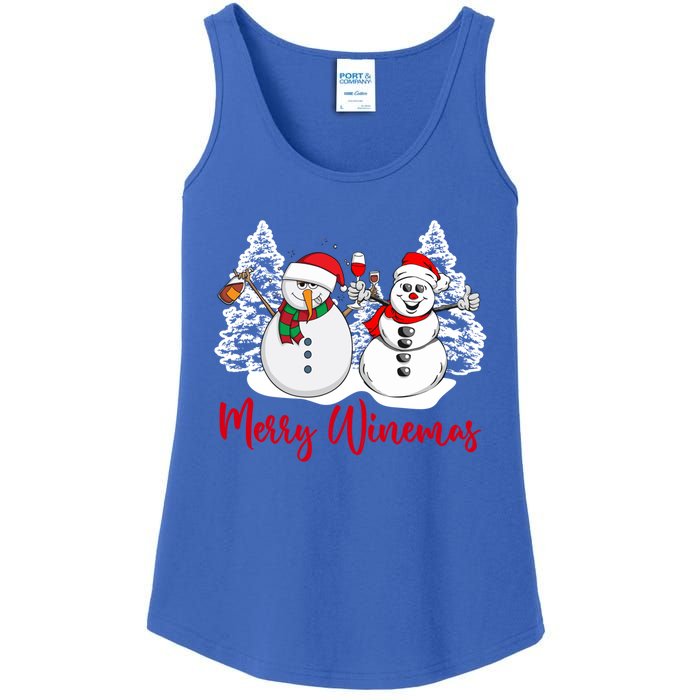 Mmyb Merry Winemas Snow Christmas Wine Lover Xmas Holiday Gift Ladies Essential Tank