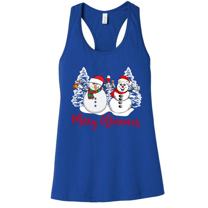 Mmyb Merry Winemas Snow Christmas Wine Lover Xmas Holiday Gift Women's Racerback Tank