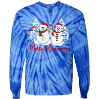 Mmyb Merry Winemas Snow Christmas Wine Lover Xmas Holiday Gift Tie-Dye Long Sleeve Shirt