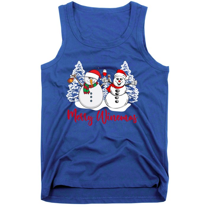 Mmyb Merry Winemas Snow Christmas Wine Lover Xmas Holiday Gift Tank Top