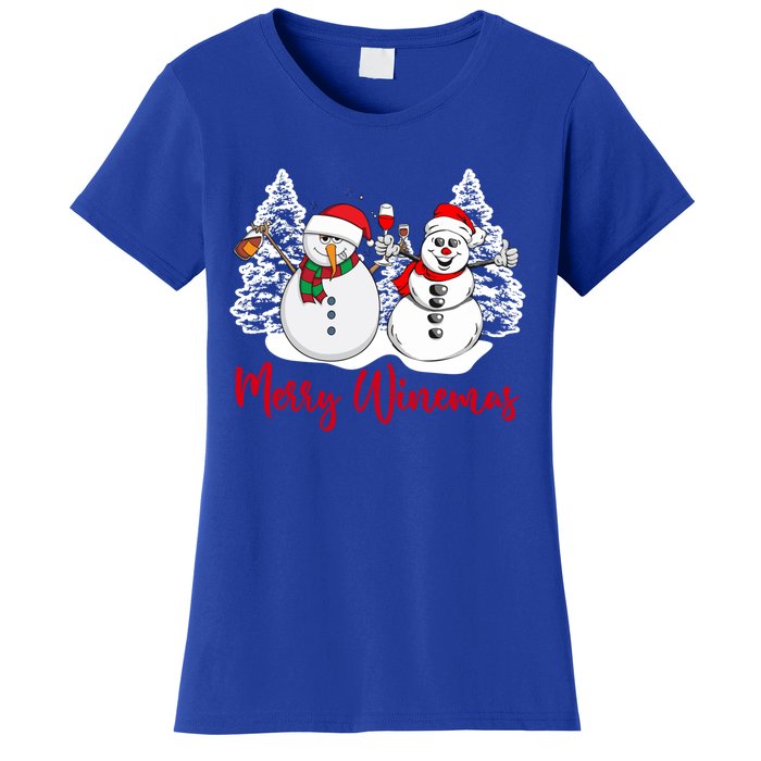 Mmyb Merry Winemas Snow Christmas Wine Lover Xmas Holiday Gift Women's T-Shirt