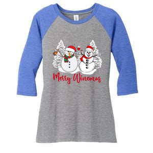 Mmyb Merry Winemas Snow Christmas Wine Lover Xmas Holiday Gift Women's Tri-Blend 3/4-Sleeve Raglan Shirt