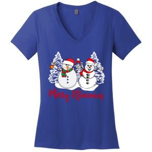 Mmyb Merry Winemas Snow Christmas Wine Lover Xmas Holiday Gift Women's V-Neck T-Shirt