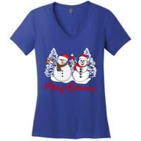 Mmyb Merry Winemas Snow Christmas Wine Lover Xmas Holiday Gift Women's V-Neck T-Shirt