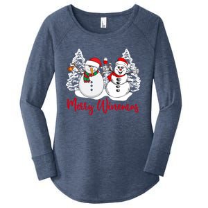 Mmyb Merry Winemas Snow Christmas Wine Lover Xmas Holiday Gift Women's Perfect Tri Tunic Long Sleeve Shirt