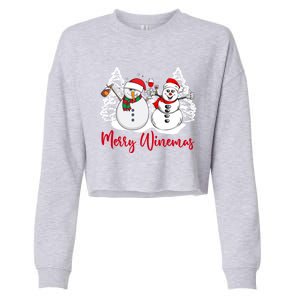 Mmyb Merry Winemas Snow Christmas Wine Lover Xmas Holiday Gift Cropped Pullover Crew