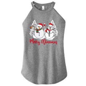 Mmyb Merry Winemas Snow Christmas Wine Lover Xmas Holiday Gift Women's Perfect Tri Rocker Tank