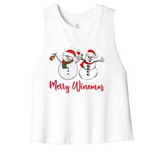 Mmyb Merry Winemas Snow Christmas Wine Lover Xmas Holiday Gift Women's Racerback Cropped Tank