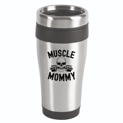 Muscle Mommy Weightlifter Mom Cool Skull Gym Mother Workout Cool Gift 16oz Travel Tumbler