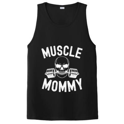 Muscle Mommy Weightlifter Mom Cool Skull Gym Mother Workout Cool Gift PosiCharge Competitor Tank
