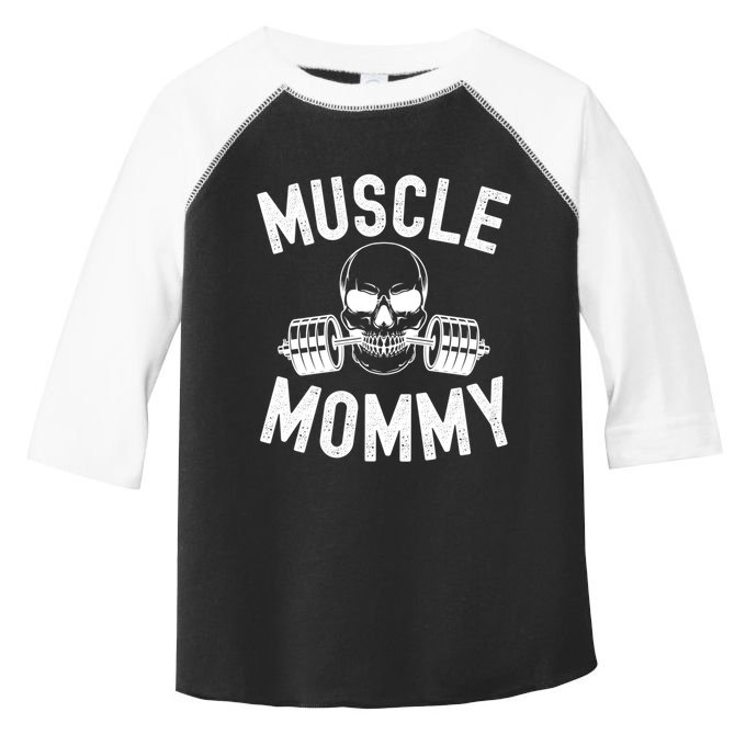 Muscle Mommy Weightlifter Mom Cool Skull Gym Mother Workout Cool Gift Toddler Fine Jersey T-Shirt