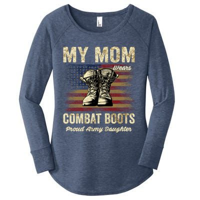 My Mom Wears Combat Boots Proud Army Daughter Veteran Mom Meaningful Gift Women's Perfect Tri Tunic Long Sleeve Shirt