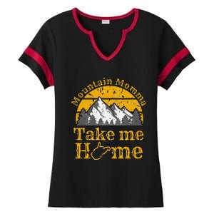 Mountain Momma West Virginia Take Me Home WV Map Mountains Ladies Halftime Notch Neck Tee