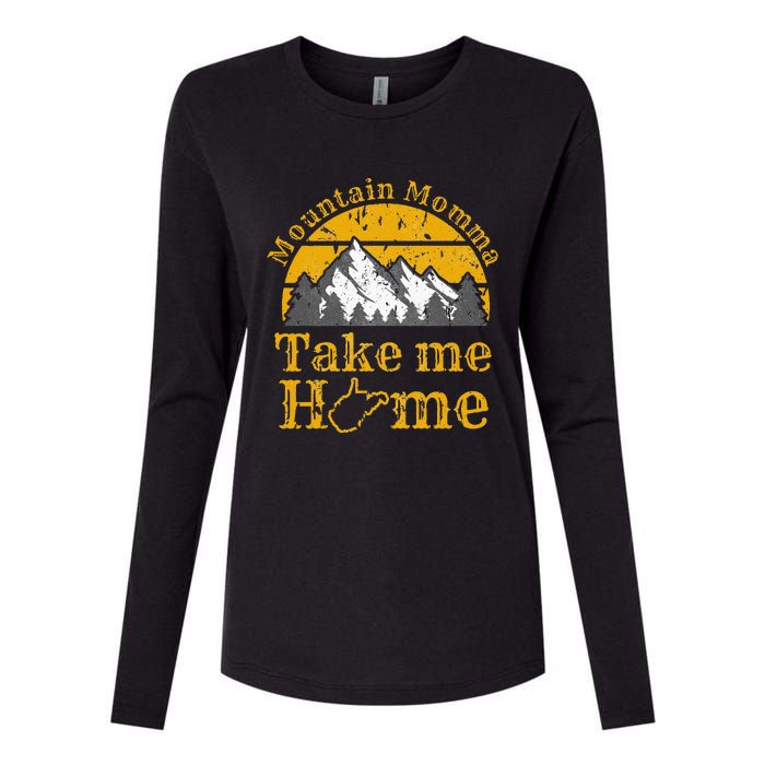 Mountain Momma West Virginia Take Me Home WV Map Mountains Womens Cotton Relaxed Long Sleeve T-Shirt