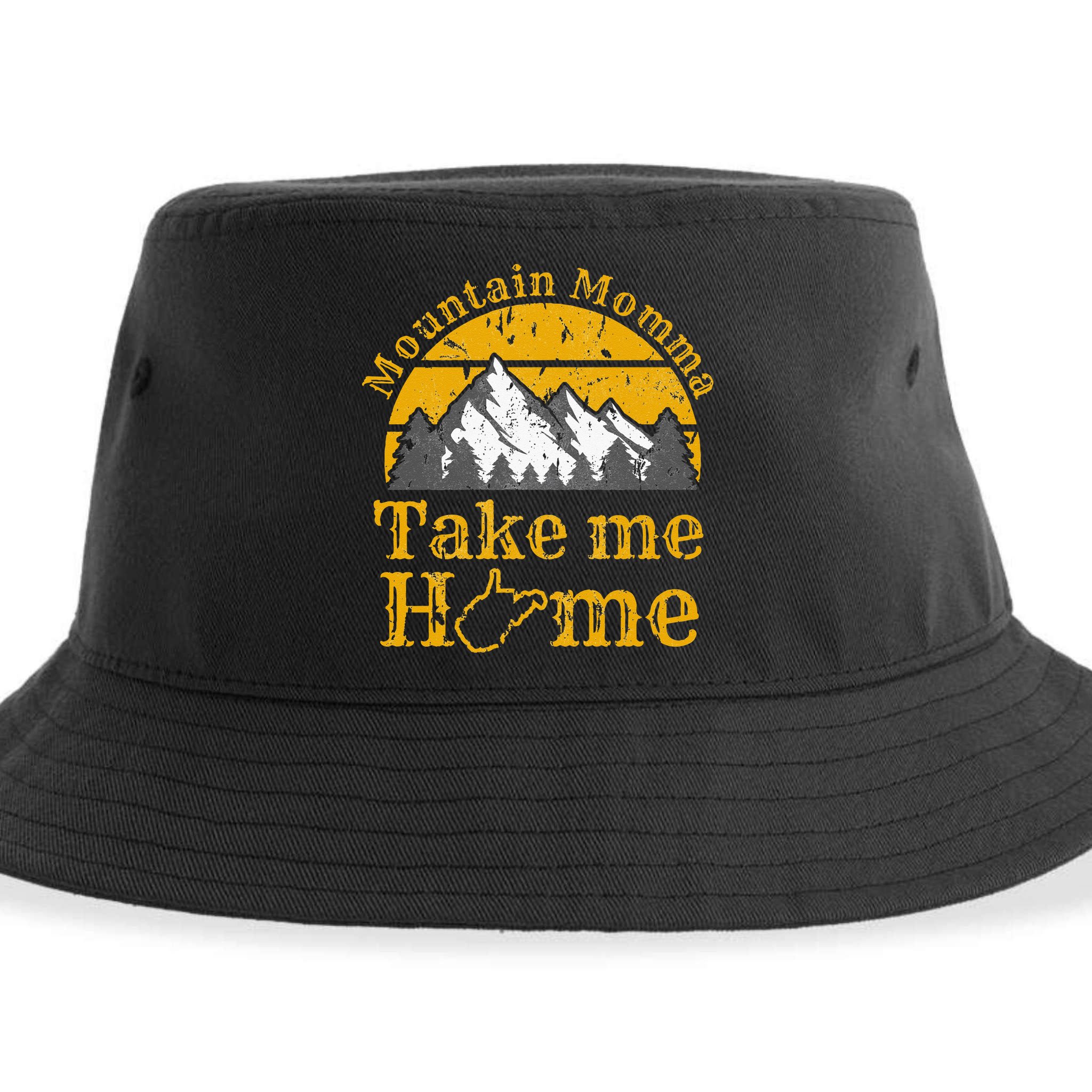 Mountain Momma West Virginia Take Me Home WV Map Mountains Sustainable Bucket Hat