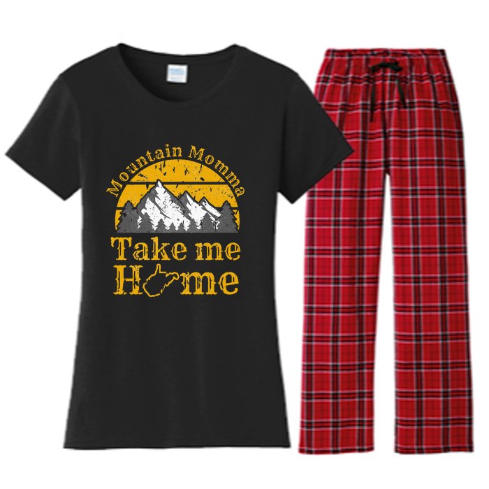 Mountain Momma West Virginia Take Me Home WV Map Mountains Women's Flannel Pajama Set