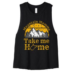 Mountain Momma West Virginia Take Me Home WV Map Mountains Women's Racerback Cropped Tank