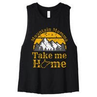 Mountain Momma West Virginia Take Me Home WV Map Mountains Women's Racerback Cropped Tank