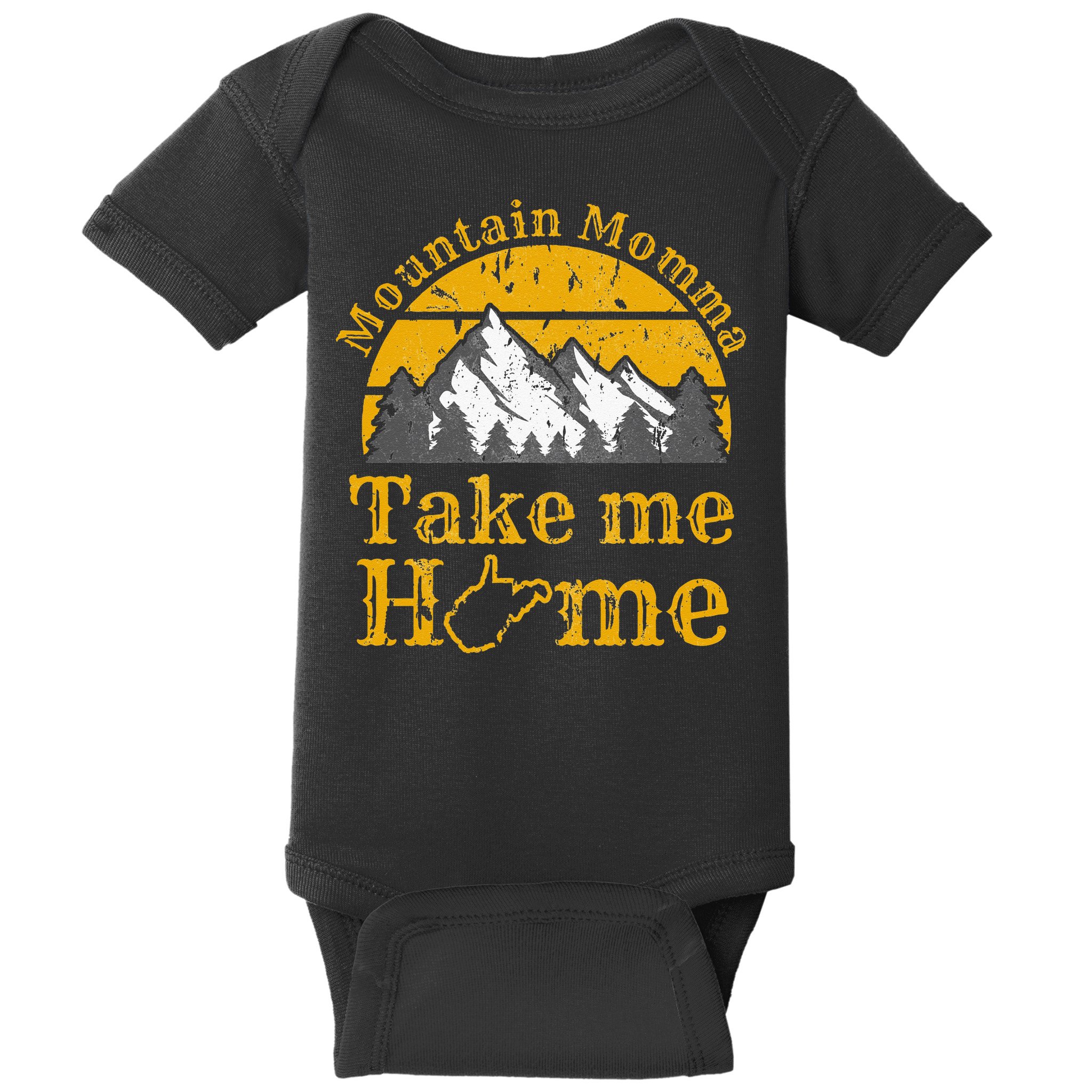 Mountain Momma West Virginia Take Me Home WV Map Mountains Baby Bodysuit