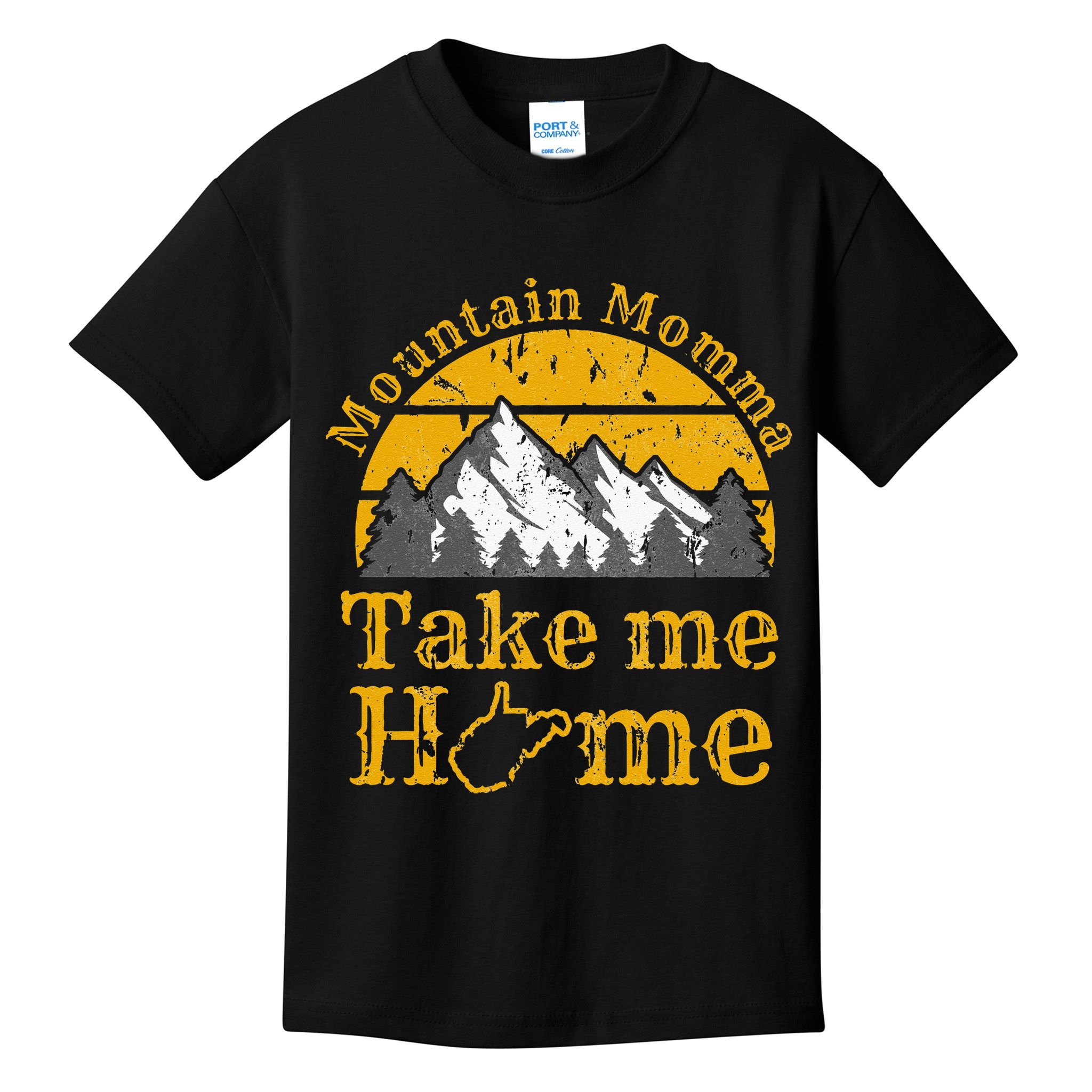 Mountain Momma West Virginia Take Me Home WV Map Mountains Kids T-Shirt