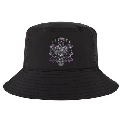 Mysterious Moth With Moon Crescent Gothic Moth Cool Comfort Performance Bucket Hat
