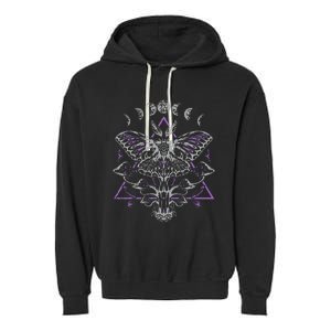 Mysterious Moth With Moon Crescent Gothic Moth Garment-Dyed Fleece Hoodie