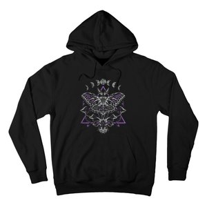 Mysterious Moth With Moon Crescent Gothic Moth Hoodie