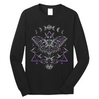 Mysterious Moth With Moon Crescent Gothic Moth Long Sleeve Shirt